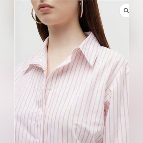 NWT! Harshman,  Willow Shirt Dress, White/Rose Pink Stripes, Medium -MSRP $244 - Picture 3 of 13
